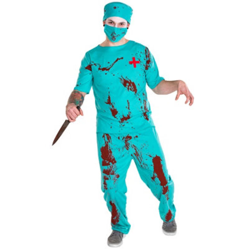 Image of Tectake Mens Zombie Doctor Costume 300183 - Blue M