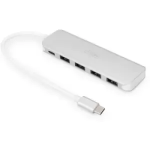 Image of Digitus DA-70242-1 4+1 ports USB 3.2 1st Gen (USB 3.0) hub + quick-charge port, + USB C connector, Aluminium casing Silver