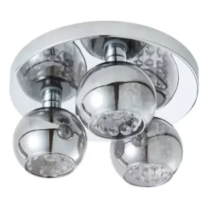 Image of Spa Megara 3 Light Ceiling Light Decorative Crystal Smoke Glass and Chrome