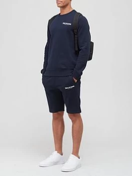 Image of TRUE RELIGION Arch Logo Jersey Shorts - Navy, Night Sky Navy Size M Men