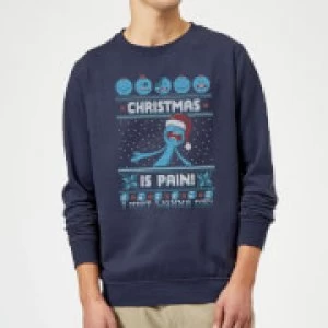 Image of Rick and Morty Mr Meeseeks Pain Christmas Sweatshirt - Navy - L