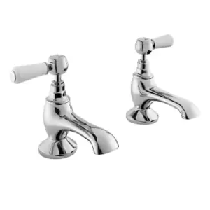 Image of Hudson Reed White Topaz With Lever Bath Taps - Chrome / White