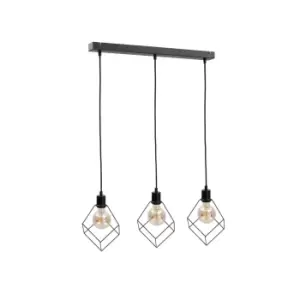 Image of Ruben Bar Pendant Ceiling Light Black, 60cm, 3x E27
