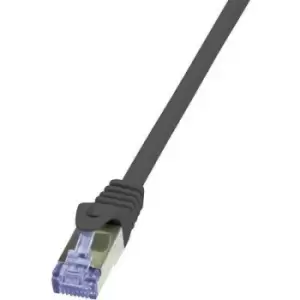 Image of LogiLink CQ3093S RJ45 Network cable, patch cable CAT 6A S/FTP 10.00 m Black Flame-retardant, incl. detent