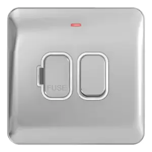 Image of Schneider LSD 13A Double Pole Switched Fused Spur LED Indicator White Insert Polished Chrome - GGBL5011WPC