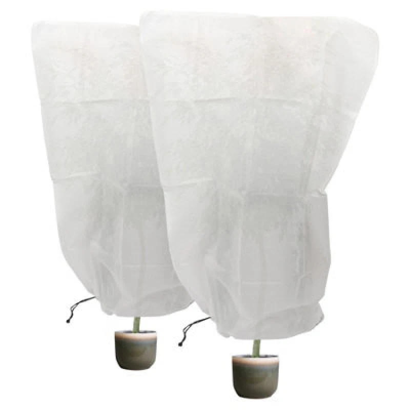 Image of Harbour Housewares Plant Fleece Frost Protection Covers With Drawstring - 120Cm X 180Cm - Pack Of 2