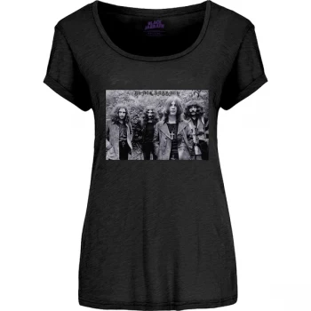 Image of Black Sabbath - Group Shot Womens Small T-Shirt - Black