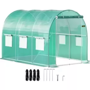 Image of VEVOR Walk-in Tunnel Greenhouse, 10 x 7 x 7ft Portable Plant Hot House w/ Galvanized Steel Hoops, 1 Top Beam, Diagonal Poles, Zippered Door & 6 Roll-u