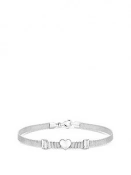 Image of Simply Silver Polished Silver Heart Mesh Bracelet