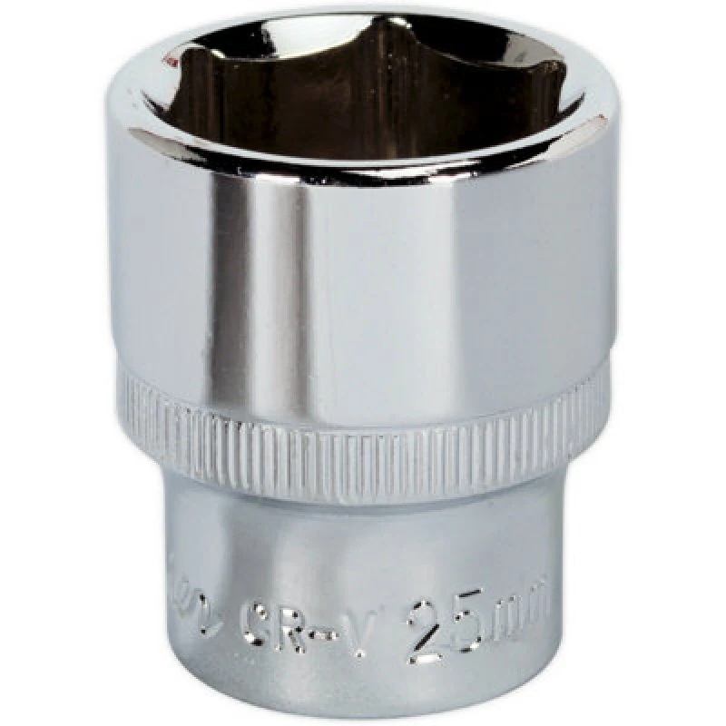 Image of Loops 25mm Forged Steel Drive Socket - 1/2" Square Drive - Polished Chrome Vanadium Metallics
