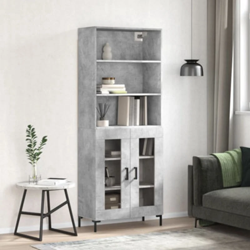 Image of Vidaxl Highboard Concrete Grey 69.5X34X180 Cm Engineered Wood
