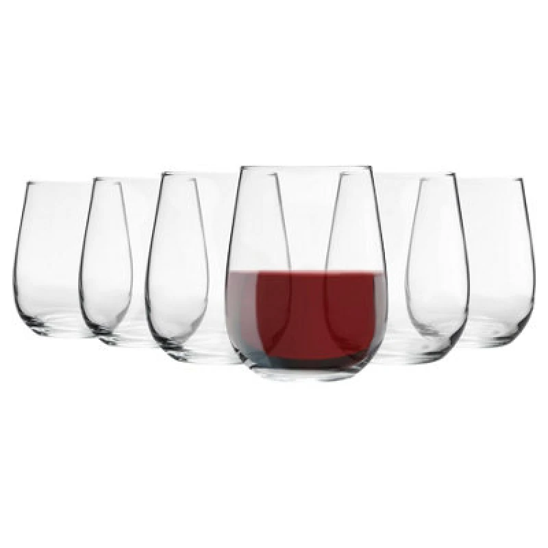 Image of LAV Gaia Stemless Red Wine Glasses - 475ml - Clear - Pack of 6 Clear