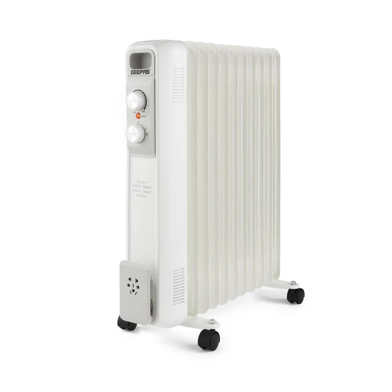 Image of Geepas Electric Oil Filled Heater Radiator 11 fin Portable Home Office Thermostat 2500W White