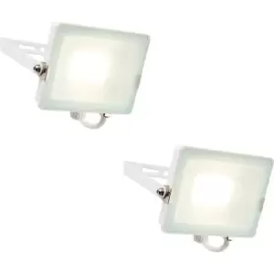 Image of 2 PACK Outdoor Waterproof LED Floodlight - 30W Cool White LED - Matt White