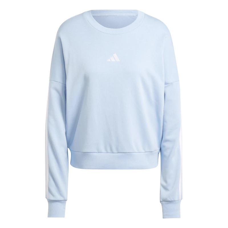 Image of adidas Essentials Studio Lounge 3-Stripes Sweatshirt Womens Glow Blue female XS (4-6)