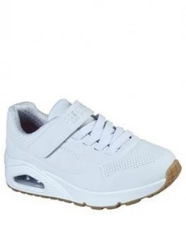 Image of Skechers Uno Strap Trainer, White, Size 1.5 Older
