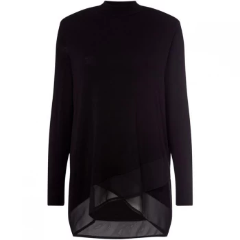 Image of Label Lab Cross over high neck knit & chiffon - Black