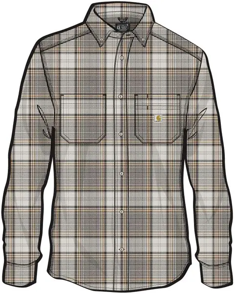 Image of Carhartt Midweight Flannel Plaid Shirt, beige, Size M