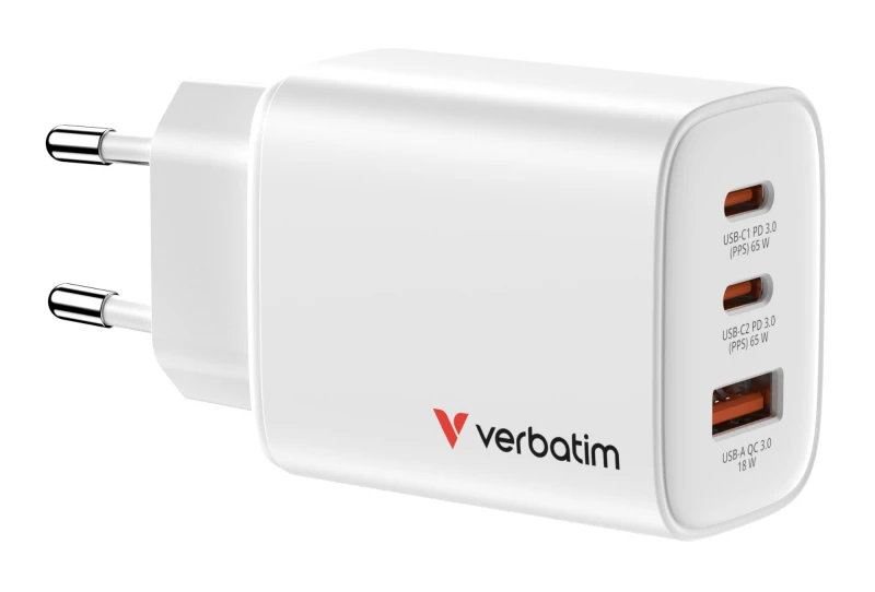 Image of Verbatim Essentials GaN Charger 65W EU plug White