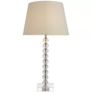 Image of Endon Adelie & Cici Base & Shade Table Lamp Clear Crystal Glass, Bright Nickel Plate & Ivory Fabric