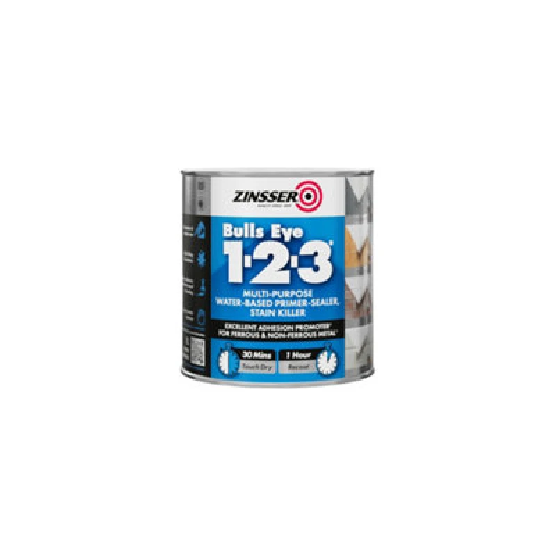 Image of ZINSSER Zinsser - Bulls Eye 1-2-3 - Primer-sealer - Stain Killer - 1 Litre - Grey ZN7041353D1