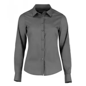 Image of Kustom Kit Womens/Ladies Long Sleeve Tailored Poplin Shirt (24) (Graphite)