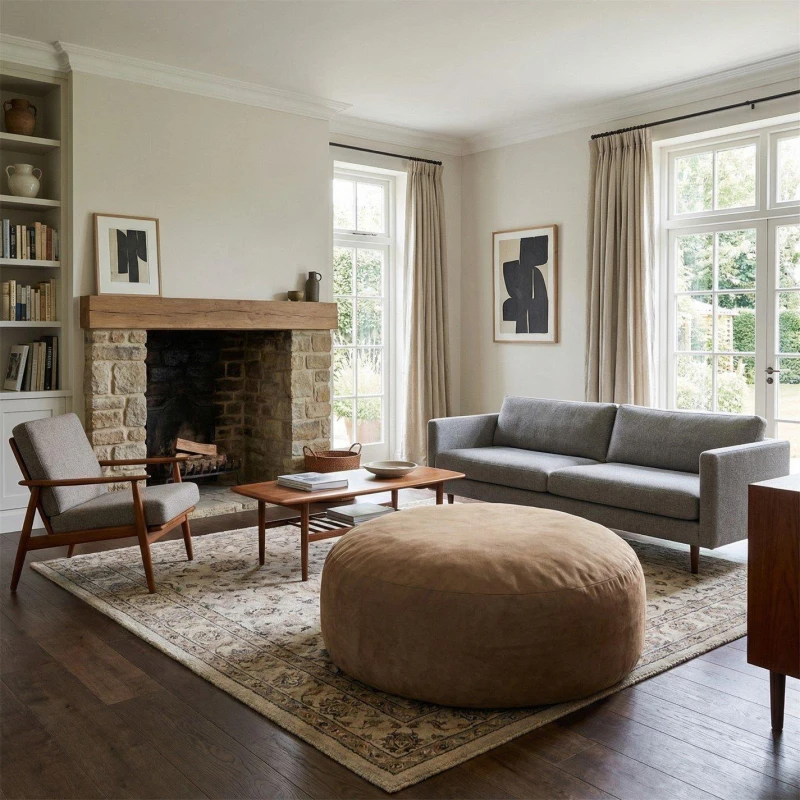 Image of Urban Meuble Modern Round Bean Bag Sofa Chair Bean Bags One Size Brown 73667705000