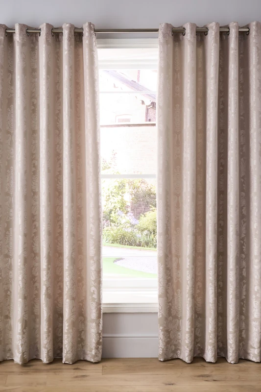 Image of Catherine Lansfield Damask Jacquard Lined Eyelet Curtains Curtains 66x72 Inch Neutral 42194069002