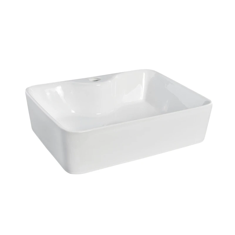 Image of Balterley Rectangular 1 Tap Hole Countertop Vessel without Overflow 485mm White