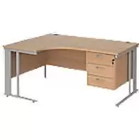 Image of Dams International Left Hand Ergonomic Desk MCM16ELP3SB 1,600 x 1,200 x 725 mm