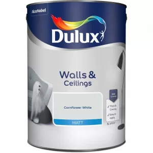 Image of Dulux Walls & Ceilings Cornflower White Matt Emulsion Paint 5L