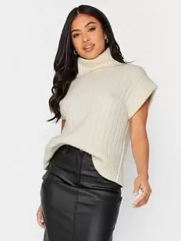 Image of PixieGirl Petite Ivory Ribbed Roll Neck Tank, Natural, Size 16-18, Women