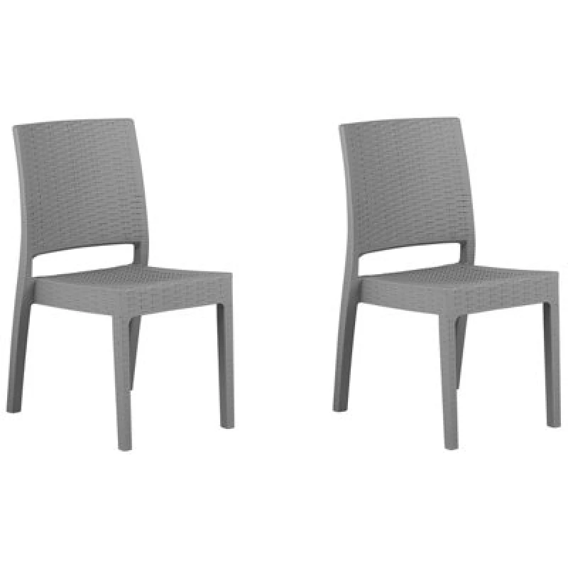 Image of Beliani Set Of 2 Garden Chairs Fossano Synthetic Material Light Grey