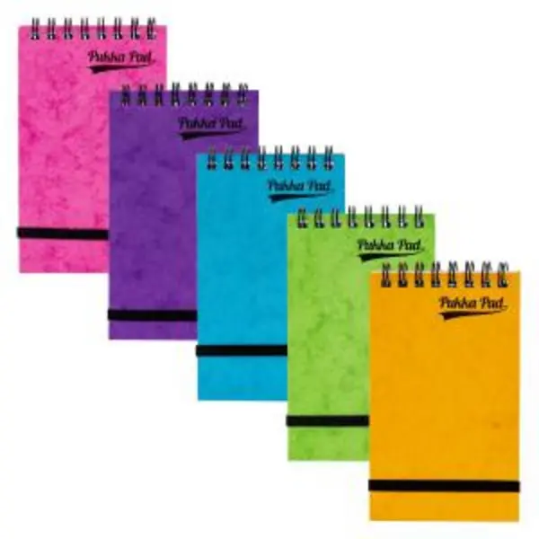 Image of Pukka Pukka Pads Pressboard Brights Minor Pad A7 76 x 127mm Wirebound Topbound 120 Pages Feint Ruled Paper Assorted Bright Colours (Pack 20) - 7273-PR