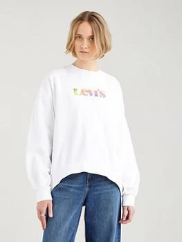 Image of Levis Oversized Premium Logo Hoodie - White, Size L, Women