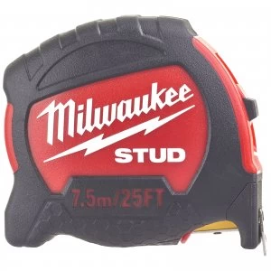 Image of Milwaukee Stud Tape Measure Imperial & Metric 25ft / 7.5m 27mm