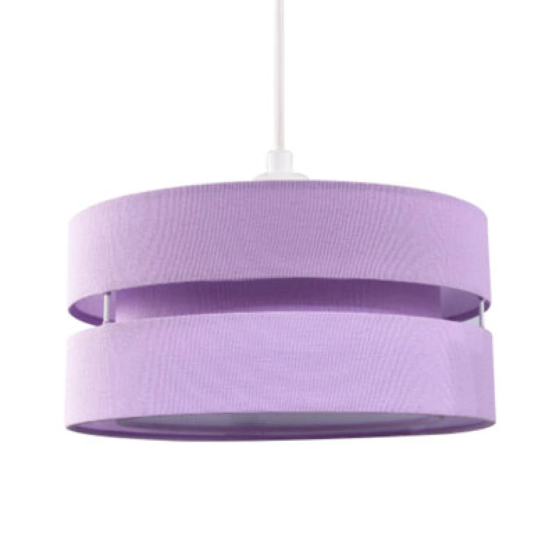 Image of Happy Homewares Contemporary Quality Lilac Linen Fabric Triple Tier Ceiling Pendant Light Shade