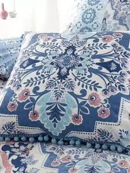 Image of Catherine Lansfield Boho Patchwork Filled Cushion 45X45 In Blue