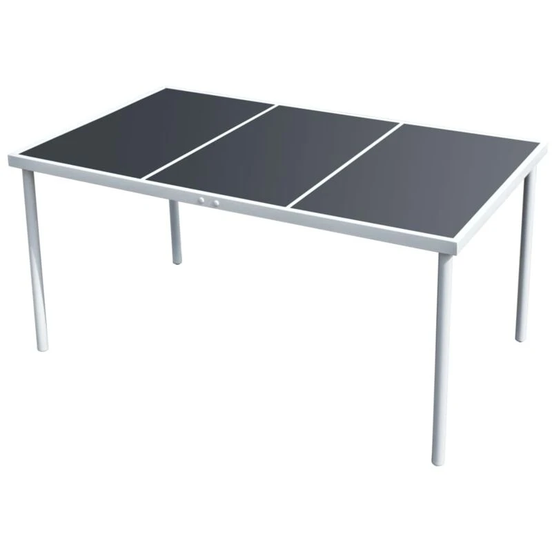 Image of vidaXL Outdoor Dining Table Black Glass Tabletop Garden Patio Furniture Stand
