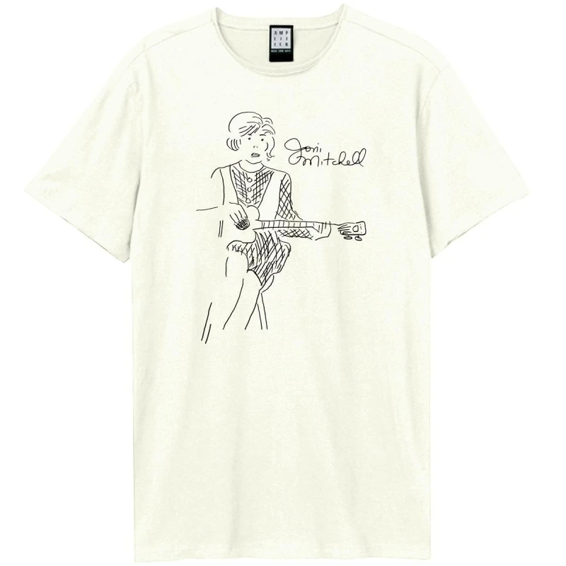 Image of Amplified Amplified Men Sketch Mug Joni Mitchell T-Shirt in White Size: X-Small White XS Male 5063377024388