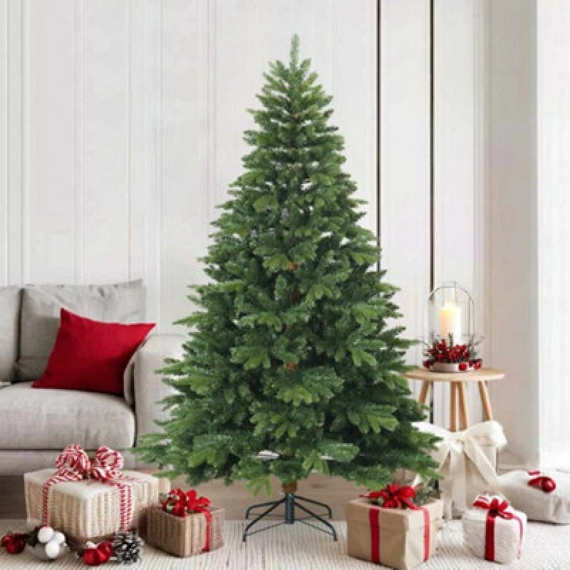 Image of vidaXL Artificial Hinged Christmas Tree Green 180cm Pvc, Pe And Steel, Green 42019313