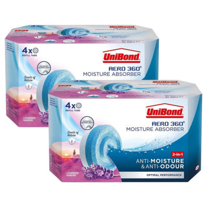 Image of Unibond Aero 360 Moisture Absorber Lavender Garden Refill Tab - 8 X 450G
