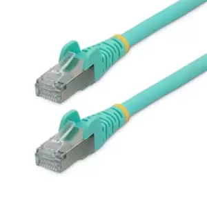 Image of StarTech.com 10m CAT6a Ethernet Cable - Aqua - Low Smoke Zero Halogen (LSZH) - 10GbE 500MHz 100W PoE++ Snagless RJ-45 w/Strain Reliefs S/FTP Network P