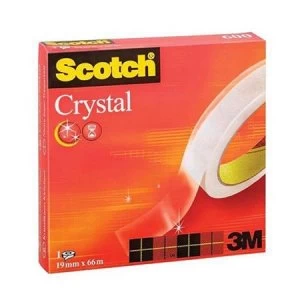 Image of Scotch Crystal 600 19mm x 66m High Clarity Long-life Hand-Tearable Adhesive Tape Clear