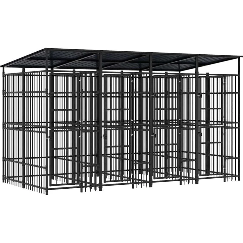 Image of VIDAXL Outdoor Dog Kennel with Roof Steel 7.37 m² Vidaxl 8720286871287