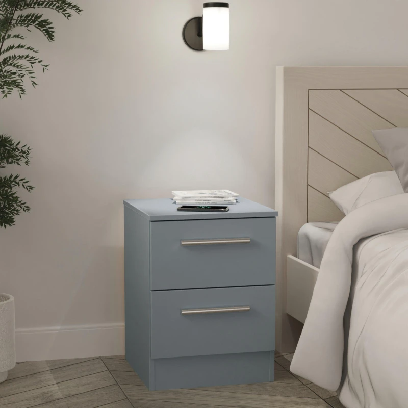 Image of Studio Contrast SMART 2 Drawer Bedside Cabinet Bedside Tables Small Blue 38623118120