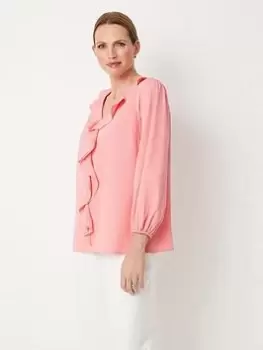 Image of Wallis Ruffle Front Blouse - Pink, Size 16, Women