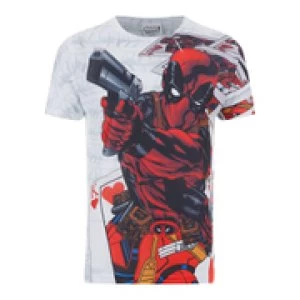 Image of Marvel Mens Deadpool Cards T-Shirt - White - XL