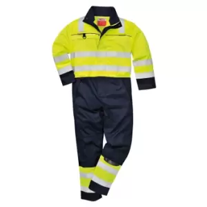 Image of Biz Flame Hi Vis Multi-Norm Flame Resistant Coverall Yellow / Navy 3XL