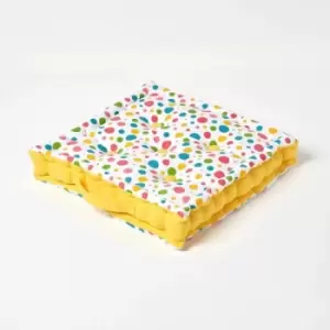 Image of Homescapes - Cotton Multi Coloured Polka Dot Floor Cushion, 50 x 50cm - Multi Colour